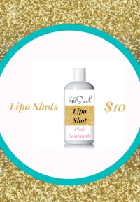 a bottle of lipo shots on a glittery background